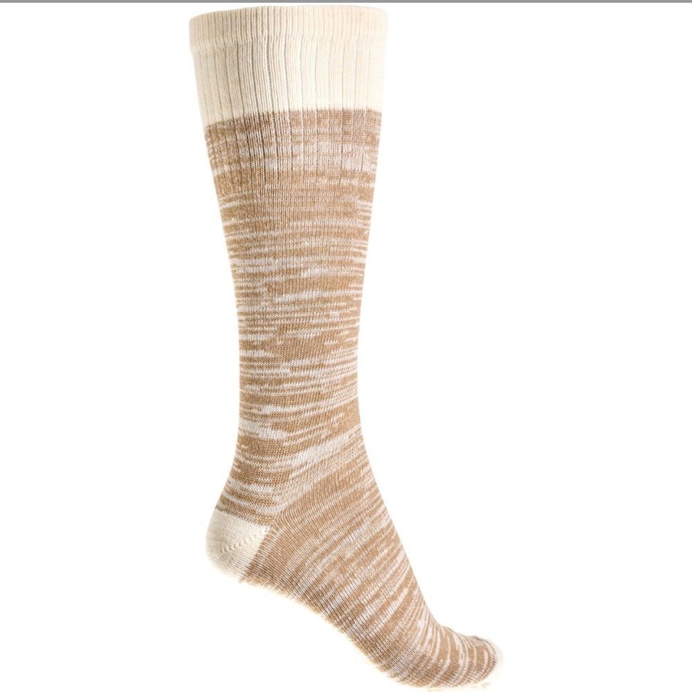 Alaska Knits Khaki Ivory Heather Traditional Wool Blend Knit Knee High Socks